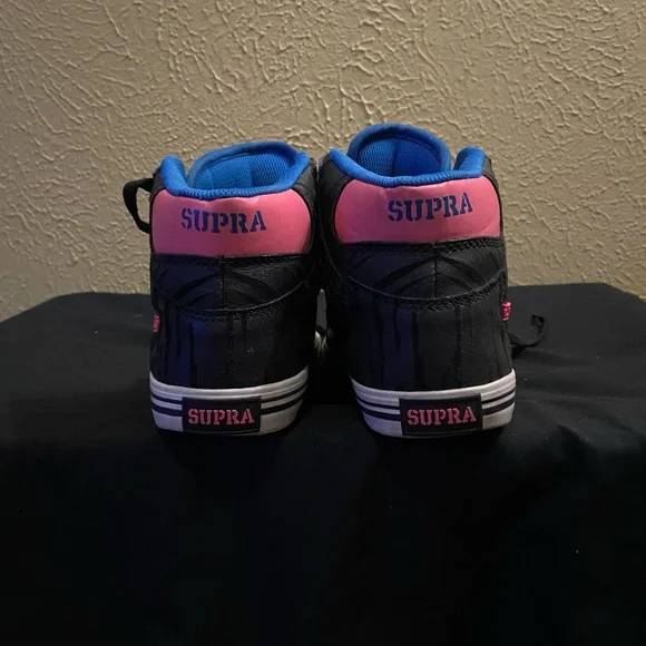 Supra Sneakers - Pink and Black with Blue Accents - Picture 4 of 8